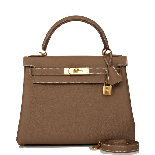 Hermes Kelly Retourne 28 Etoupe Togo Gold Hardware