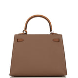 Hermes Kelly Sellier 25 Tri-Color Etoupe, Alezan and Biscuit Epsom Palladium Hardware