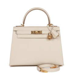 Hermes Sellier Kelly 28 Craie Epsom Gold Hardware