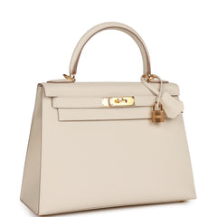 Hermes Sellier Kelly 28 Craie Epsom Gold Hardware