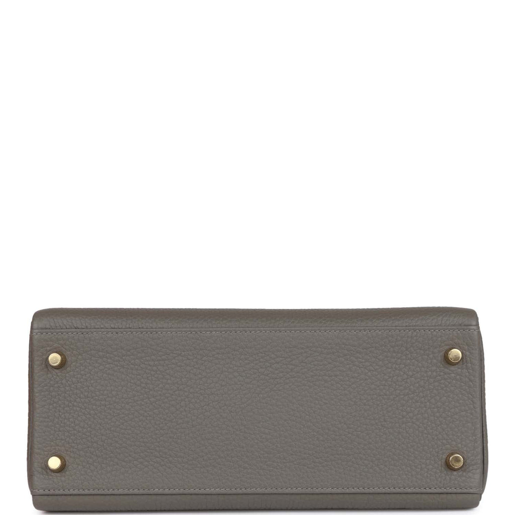 Hermès Kelly 25 Green Grey Gold hardware Leather ref.362245 - Joli Closet