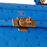 Hermes Kelly Sellier 25 Bleuet Ostrich Gold Hardware - Payment 1 for VG