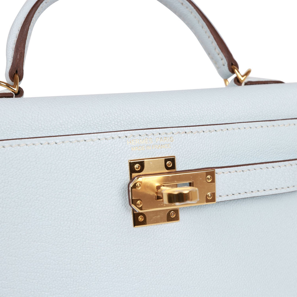 Hermes, Bags, Like New Herms Kelly Sellier 2 Bleu Brume Chevre With Gold  Hardware Rodeo