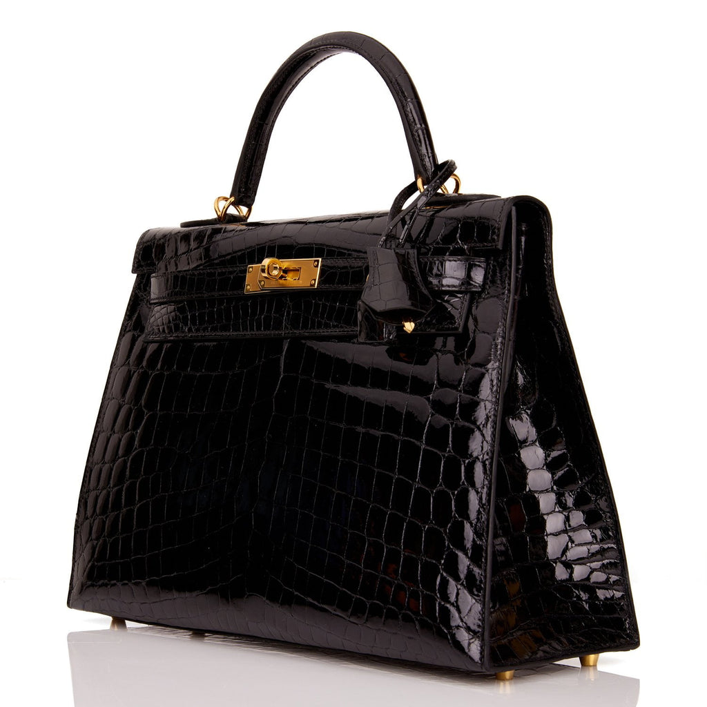 Hermès Vintage Niloticus Crocodile Kelly Sellier 32 - Black Handle Bags,  Handbags - HER452170