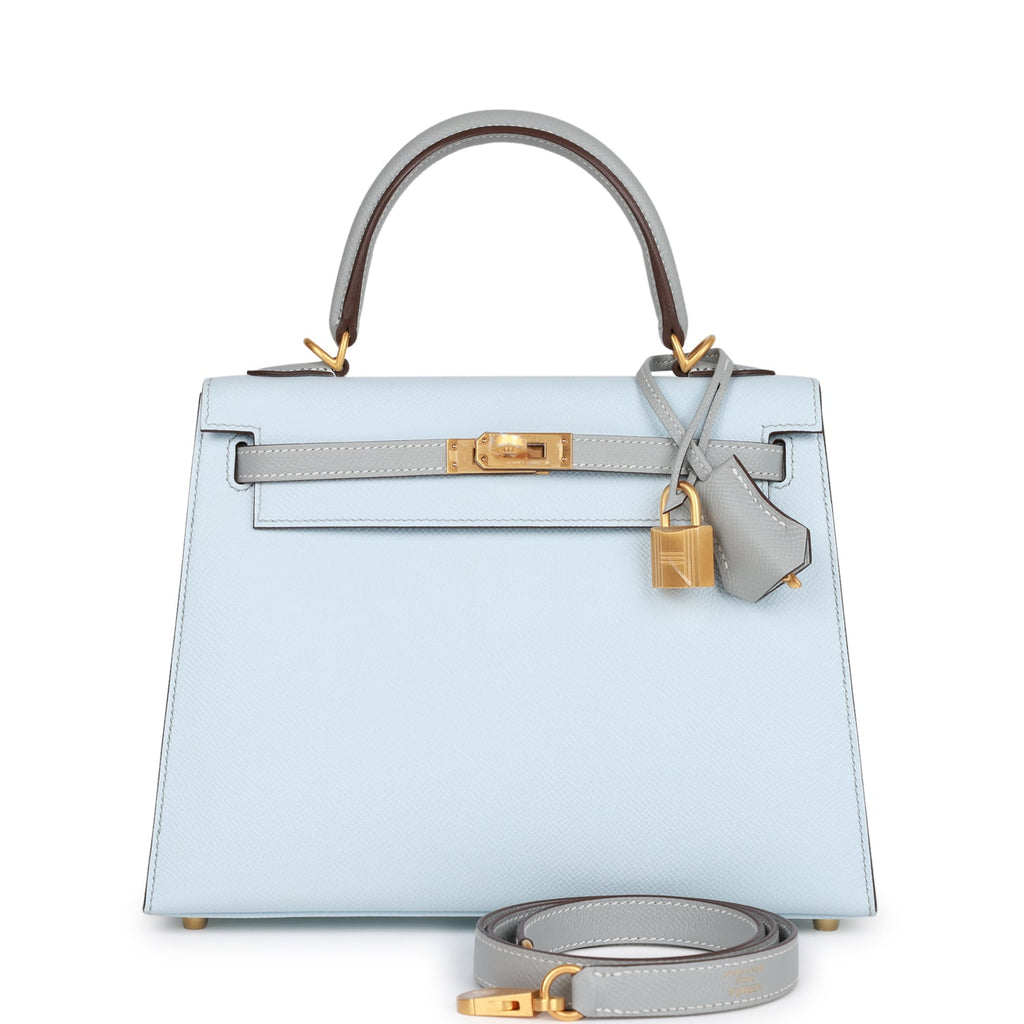 Hermes HSS Kelly 25 Bleu Brume/Bleu Glacier Epsom Brushed Gold Hardware –  Madison Avenue Couture