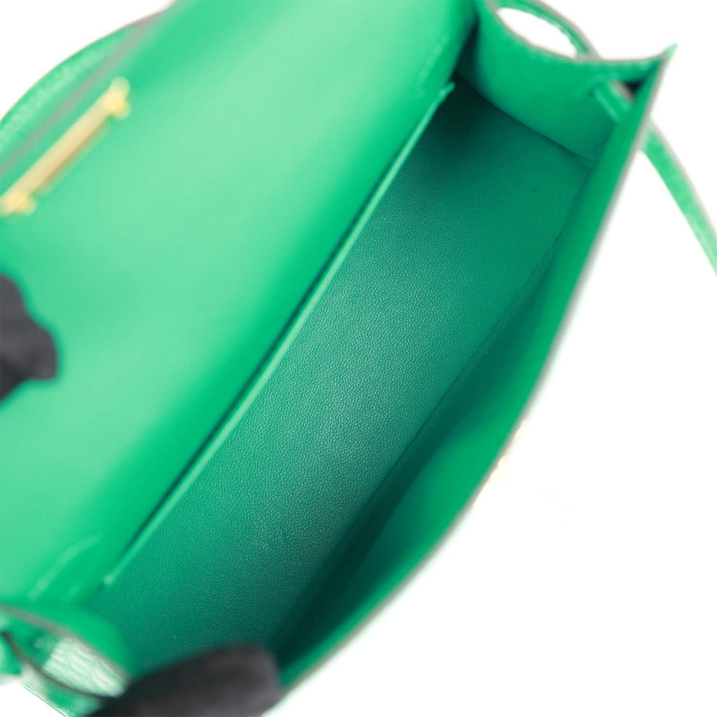 Hermes Limited Edition Vert Rousseau Verso Alligator Mini Kelly 20 Sellier  Permabrass • MIGHTYCHIC • 