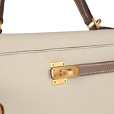 Hermès Horseshoe Stamp (HSS) Bicolor Gris Asphalte and Craie Sellier Kelly  25cm of Epsom Leather with Brushed Gold Hardware, Handbags & Accessories  Online, Ecommerce Retail