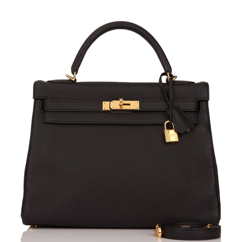 Hermes Kelly Retourne 32 Black Togo Gold Hardware