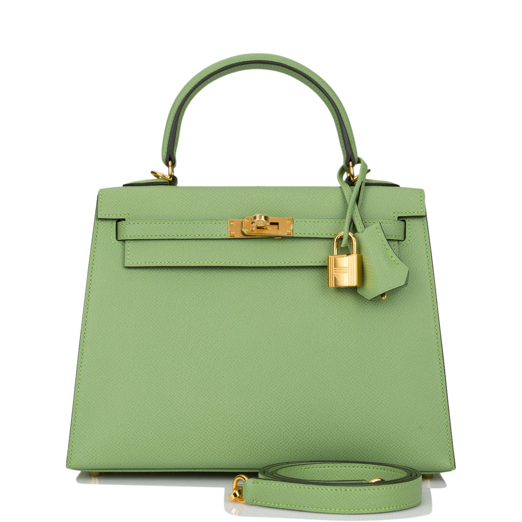 Hermes Kelly Sellier 25 Vert Criquet Epsom Gold Hardware – Madison ...