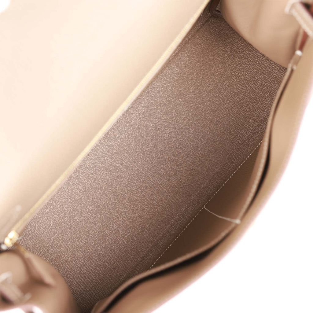 Hermès Kelly 32 Retourne Kelly Dorée Gold Leaf & Rouge H Box Leather