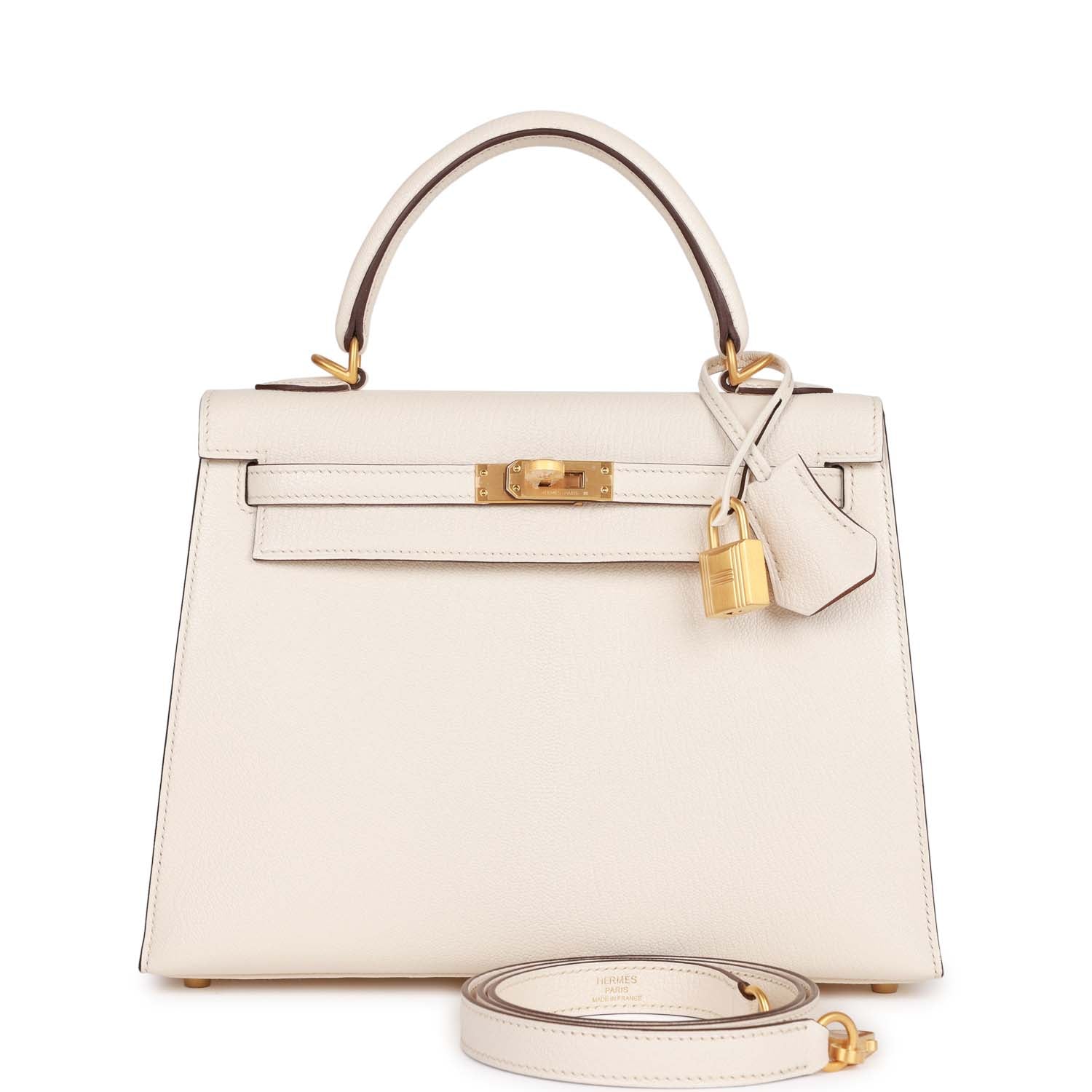 Hermes HSS Kelly Sellier 25 Nata Verso Brushed Gold Hardware – Madison ...