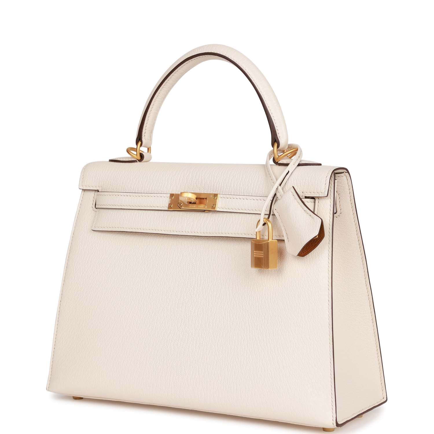 Hermes HSS Kelly Sellier 25 Nata Verso Brushed Gold Hardware – Madison ...