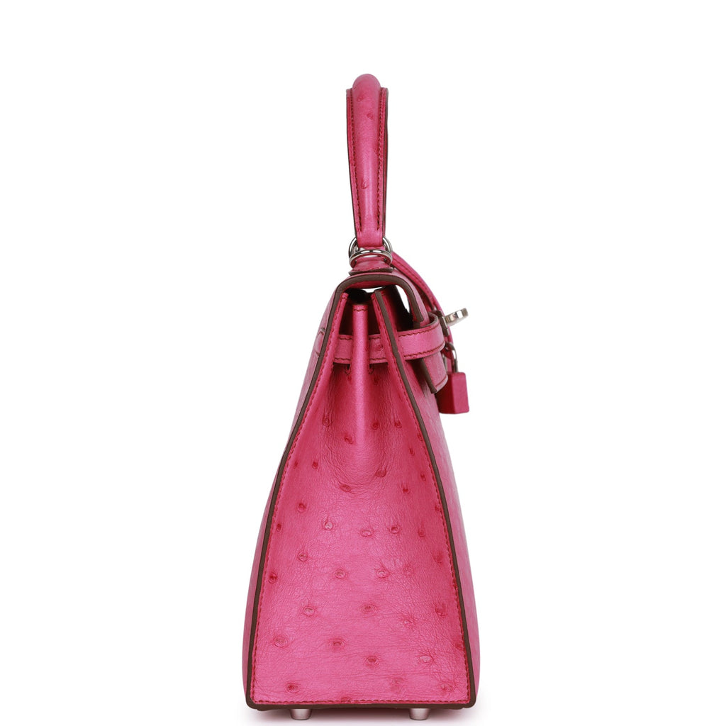 Hermès Ostrich Kelly II Sellier 25 w/Tags - Pink Handle Bags