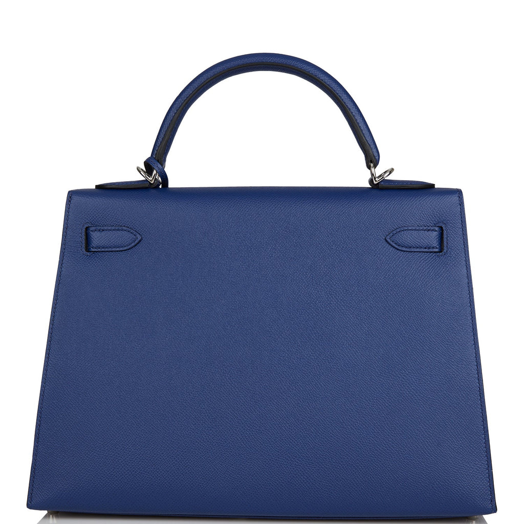Hermes Personal Kelly bag 32 Sellier Blue electric/Rose jaipur Epsom leather  Silver hardware