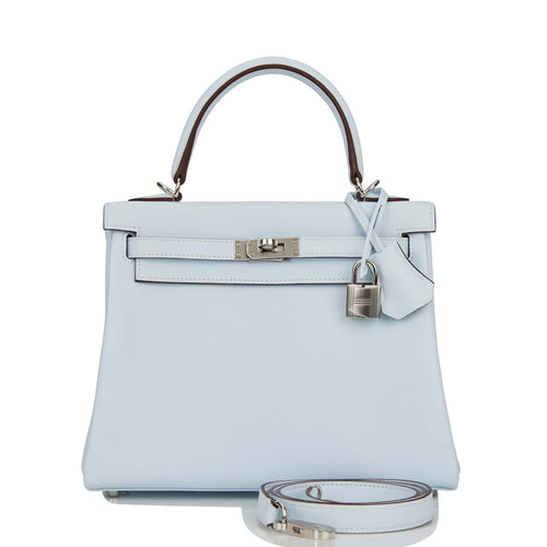 Hermes Kelly Retourne 25 Bleu Brume Swift Palladium Hardware
