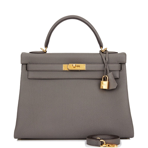 Hermes Kelly Retourne 32 Etain Togo Gold Hardware