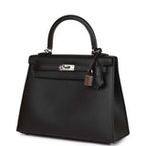 Hermes Kelly Sellier 25 Black Epsom Palladium Hardware