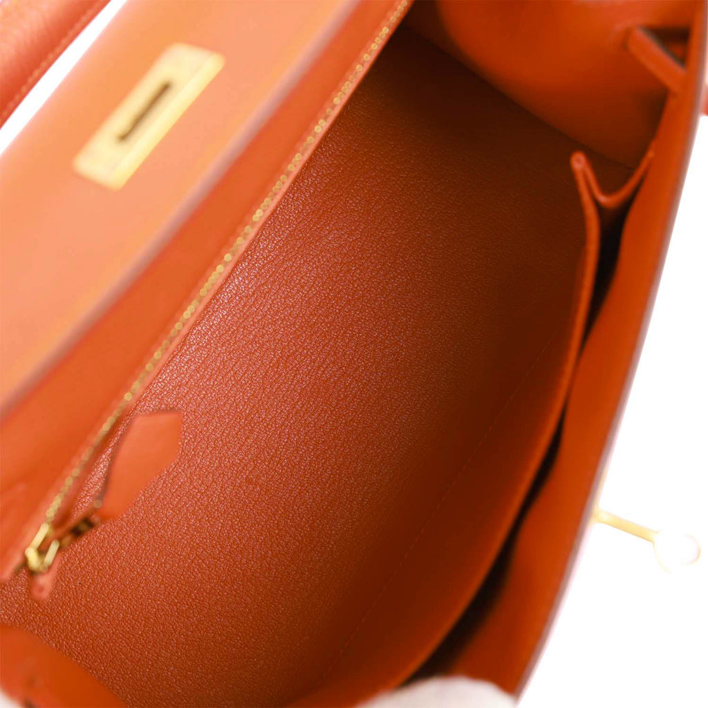 Hermes Kelly Sellier 25 Rouge Sellier Epsom Gold Hardware – Madison Avenue  Couture