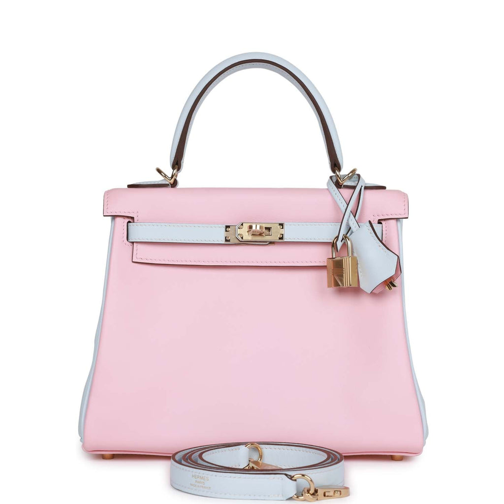 Hermes Special Order (HSS) Kelly Retourne 25 Rose Sakura and Bleu Brum –  Madison Avenue Couture
