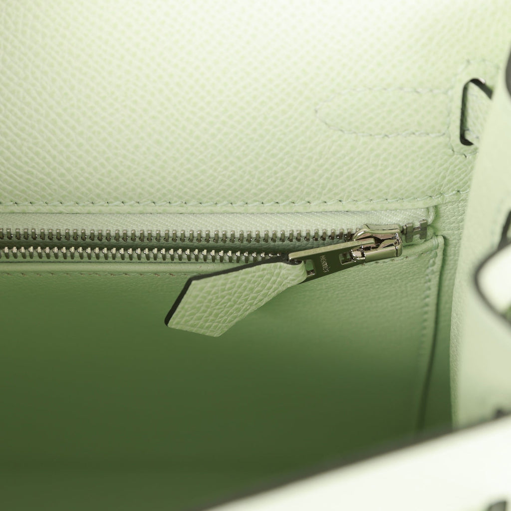 Hermes Birkin Sellier bag 25 Vert fizz Epsom leather Silver hardware