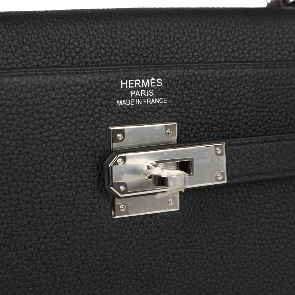 Hermes Kelly 35 Bag Black Retourne Togo Palladium Hardware New