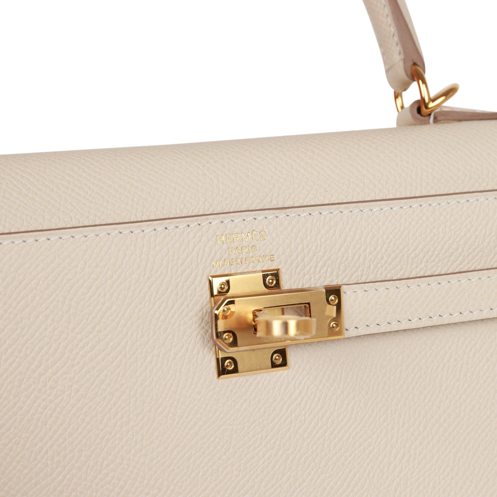 Hermes Kelly 25 Sellier Bag Neutral Craie Epsom Gold Hardware with
