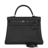 Pre-owned Hermes Kelly Retourne 32 Black Togo Palladium Hardware