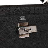 Pre-owned Hermes Kelly Retourne 32 Black Togo Palladium Hardware