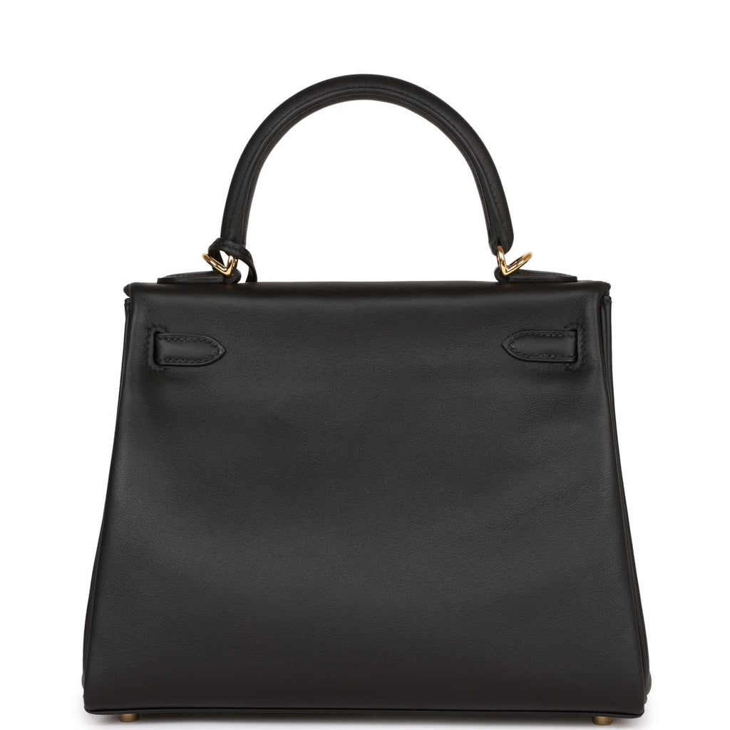 Hermes Kelly Retourne 25 Handmade Bags In Black Swift Calfskin On Sale
