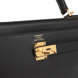 Hermes Kelly Retourne 25 Black Swift Gold Hardware