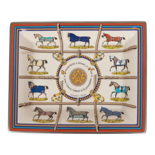 Hermes "Couvertures Et Tenues De Jour" Porcelain Change Tray