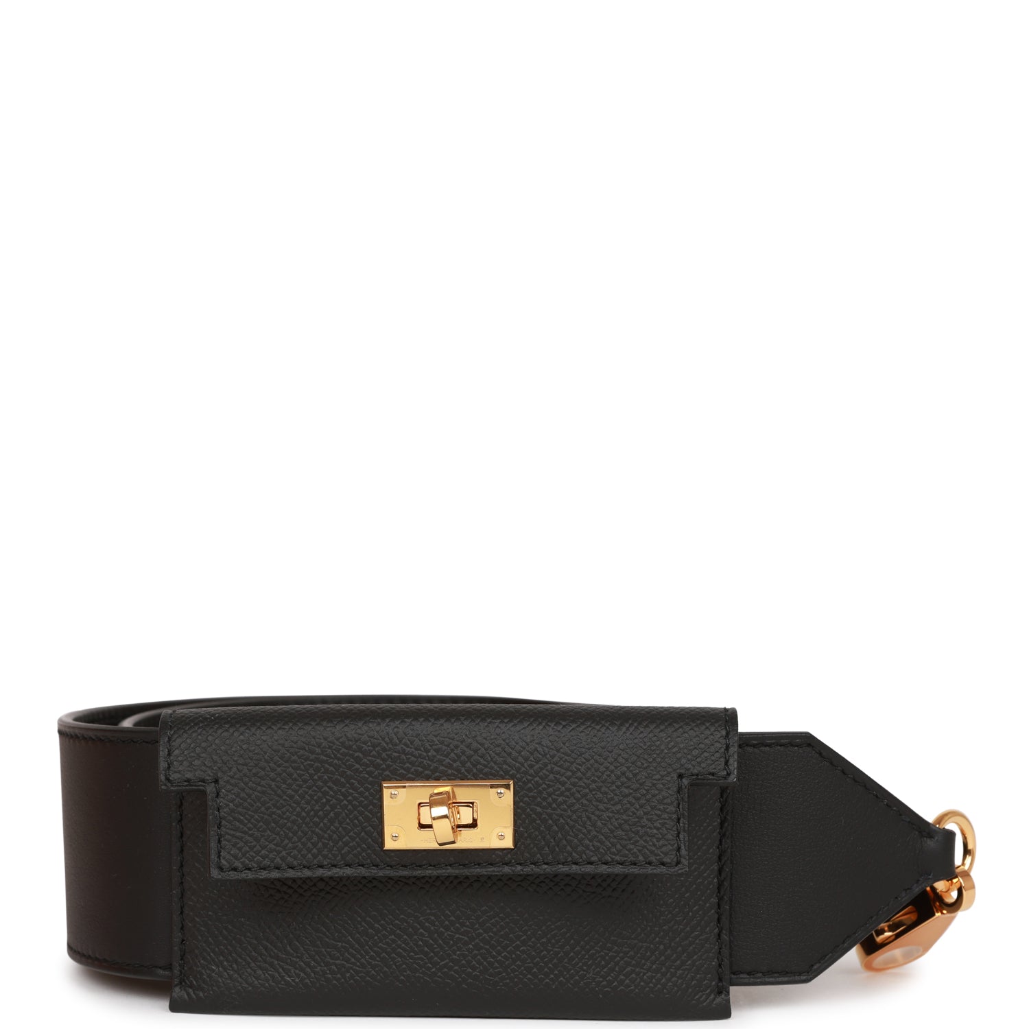 Hermes Kelly Pocket Bag Strap 85 Black Epsom and Swift Gold Hardware ...