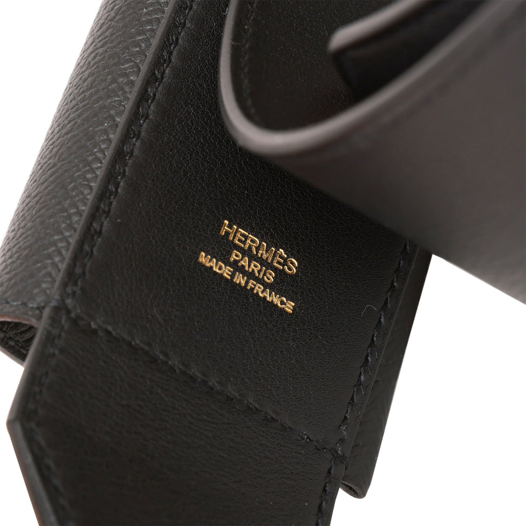 BNIB Hermes Kelly Pocket Bag Strap Black Epsom in PHW