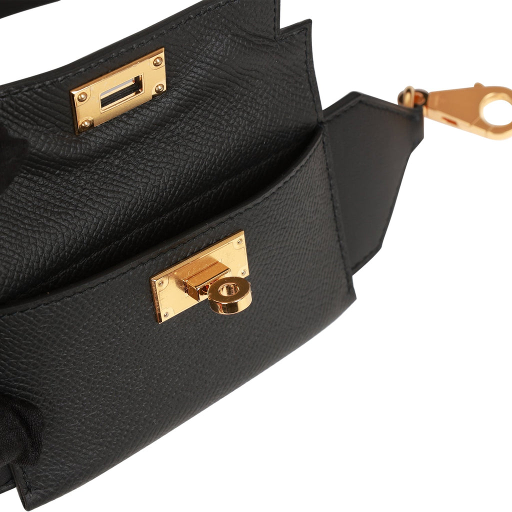Hermes Kelly Pocket Shoulder Strap Black Swift Epsom Gold Hardware –  Mightychic