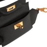 Hermes Kelly Pocket Bag Strap 85 Black Epsom and Swift Gold Hardware
