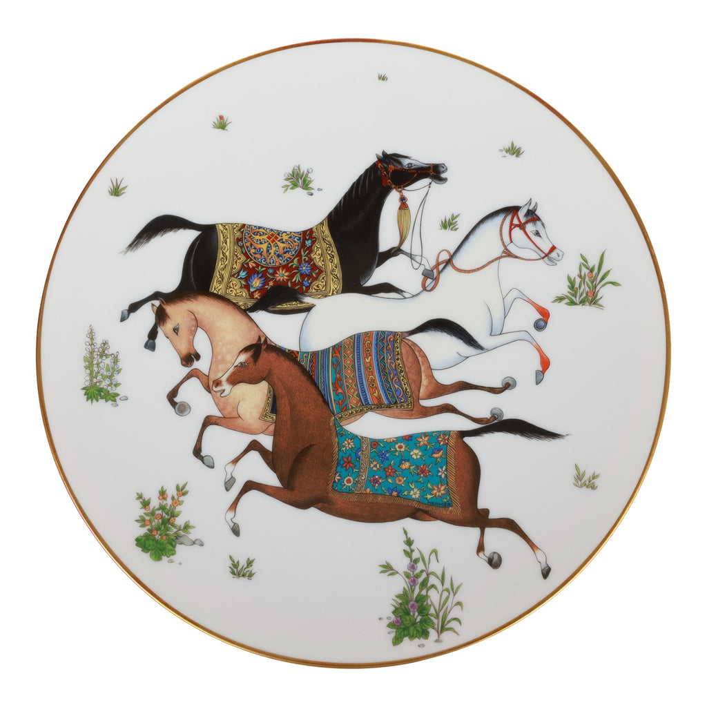 Hermes "Cheval D'Orient" Porcelain Desert Plate Set