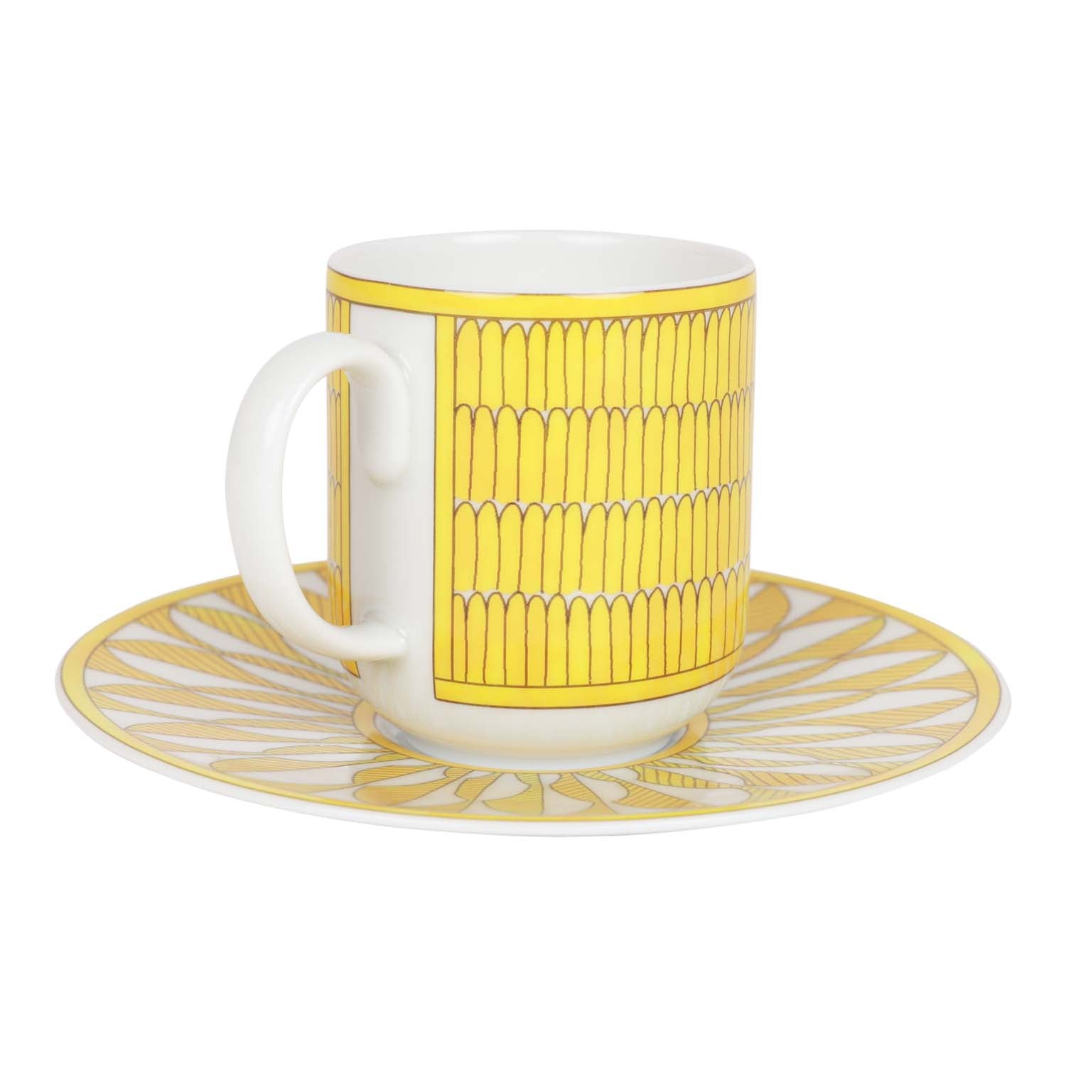 Hermes "Soleil D'Hermes" Coffee Cup and Saucer Set Madison Avenue Couture