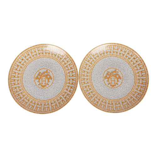 Hermes "Mosaique Au 24" Gold Dessert Plate Set