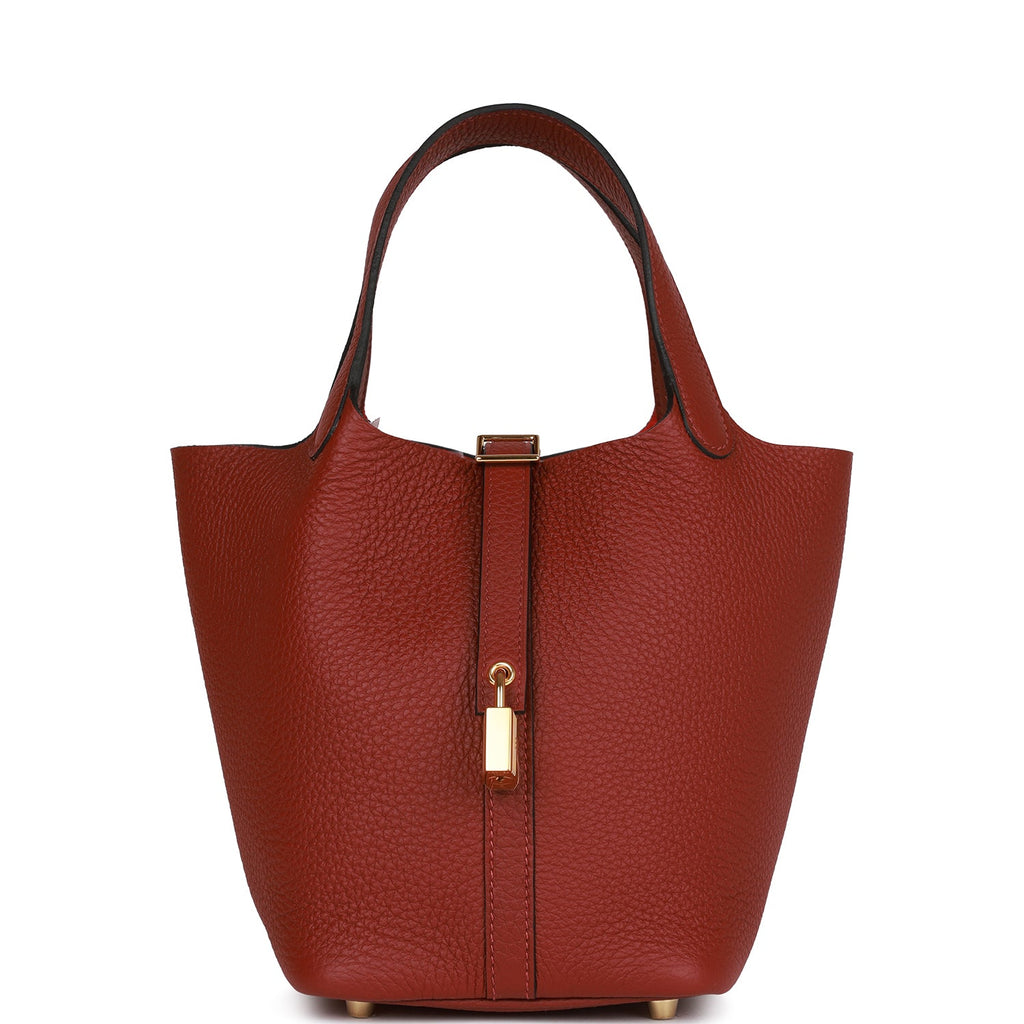 Hermes Rouge Grenat Clemence Picotin 18 PHW