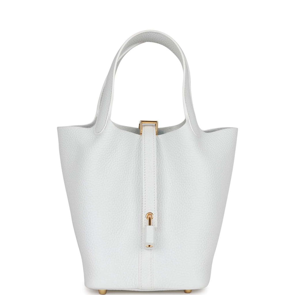 Hermès Picotin Lock 18 In Biscuit Taurillon Clemence With Gold Hardware in  White