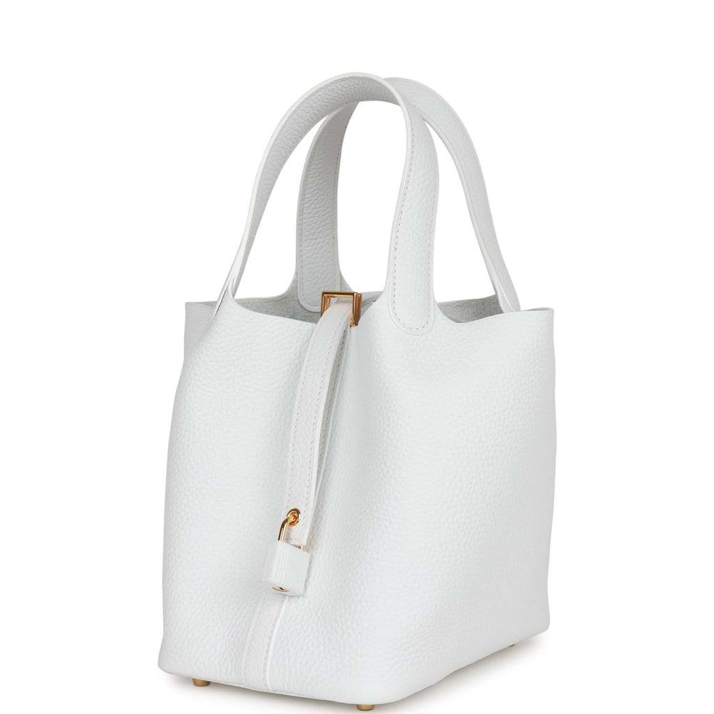 Hermès Picotin Lock 22 In Gold Taurillon Clemence With Gold Hardware in  White