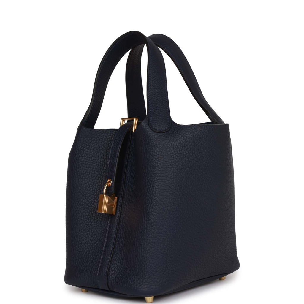Hermes Picotin Lock 18 Bleu Nuit Clemence Gold Hardware – Madison Avenue  Couture