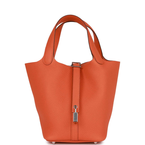 Hermes Picotin Lock Eclat bag PM Sesame/Lime Clemence leather/Swift leather  Silver hardware