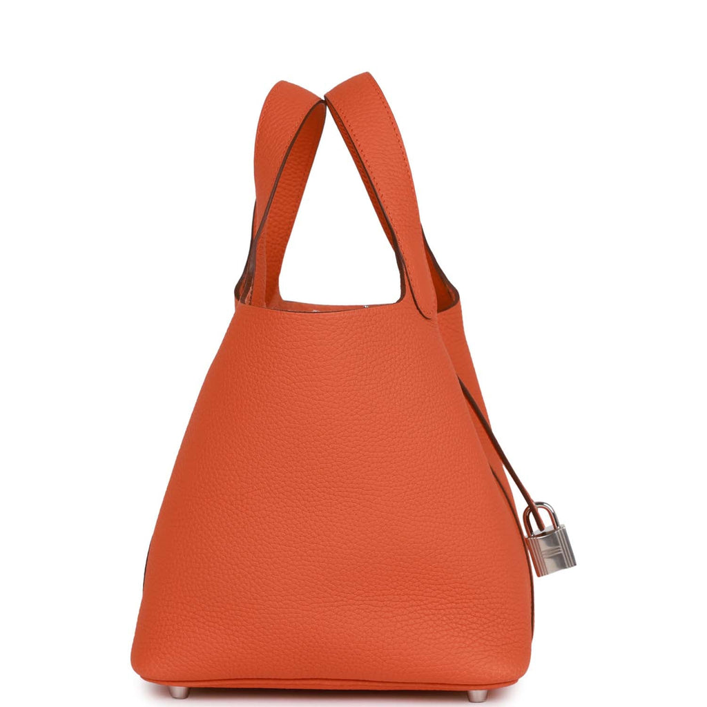 Hermes Feu/Orange Clemence Leather Picotin Lock 18 Bag Hermes