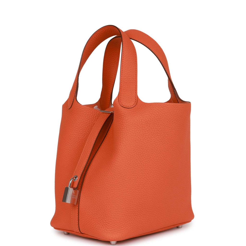 Hermes Orange Clemence Leather Picotin Lock MM Bag - Yoogi's Closet