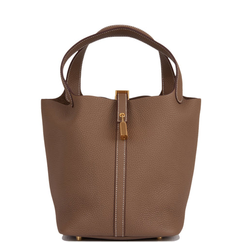 Hermes Picotin Lock 22 Etoupe Clemence Gold Hardware