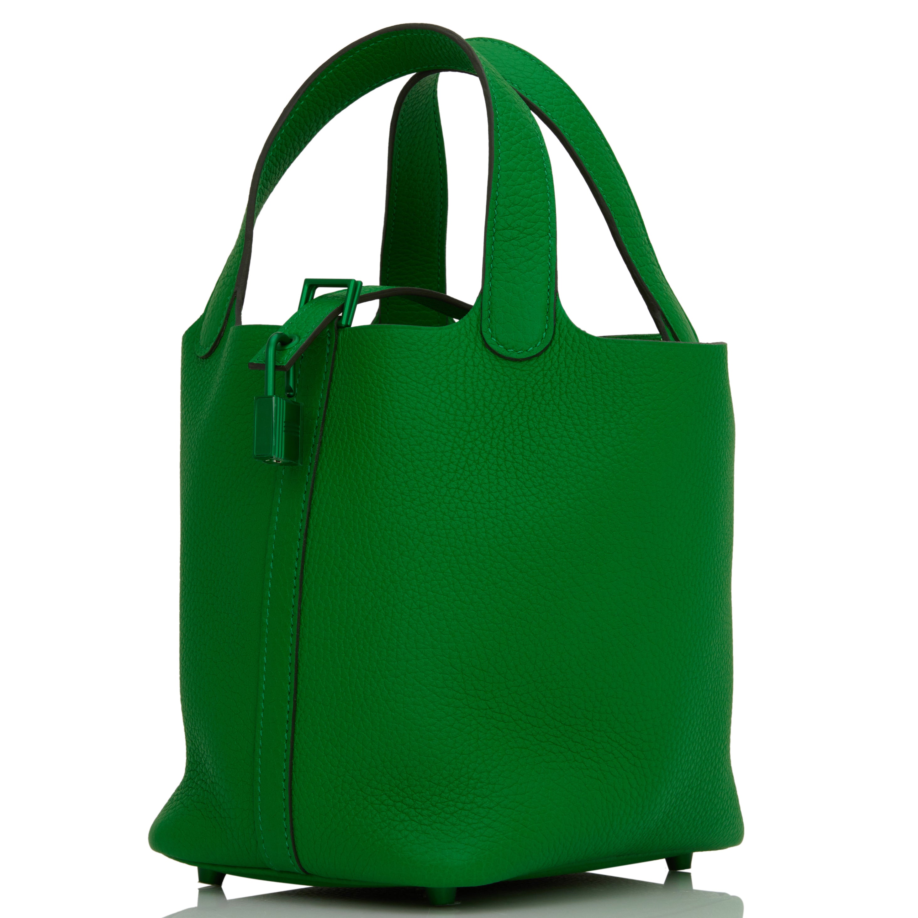 Hermes Monochrome Picotin 18 Bambou Clemence Green Hardware – Madison ...