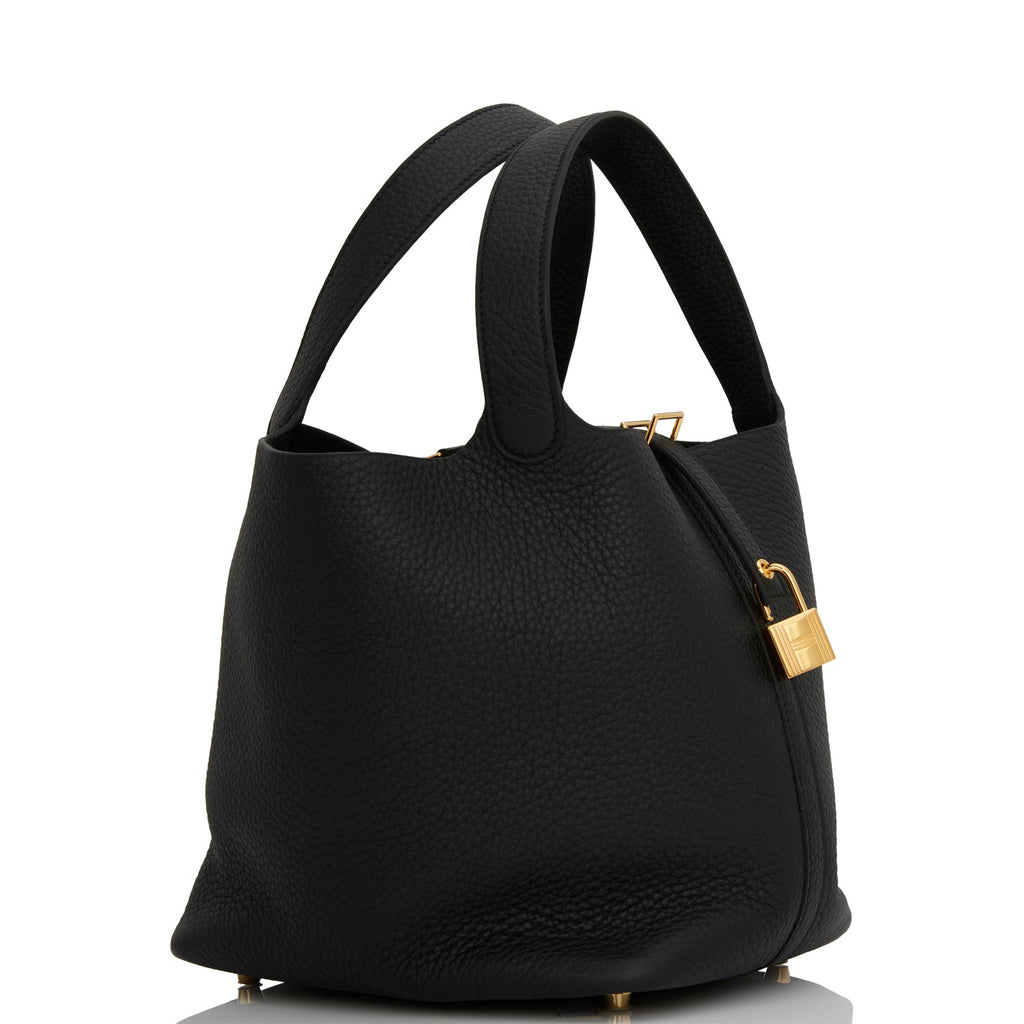 Hermes Picotin 22 Lock Bag Noir Clemence Black Leather