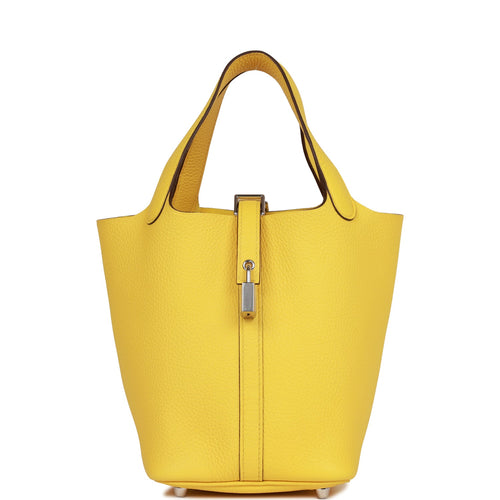 Hermes Womens Canvas Tote Shoulder Handbag Yellow - Shop Linda's Stuff