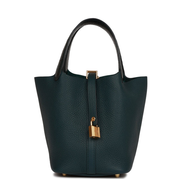 Hermes Picotin Lock 18 Vert Cypress Matte Alligator and Clemence Touch ...